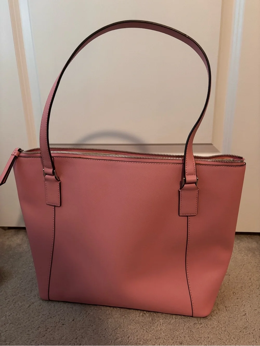 kate spade Pink Leather Tote with Front Zip Pocket